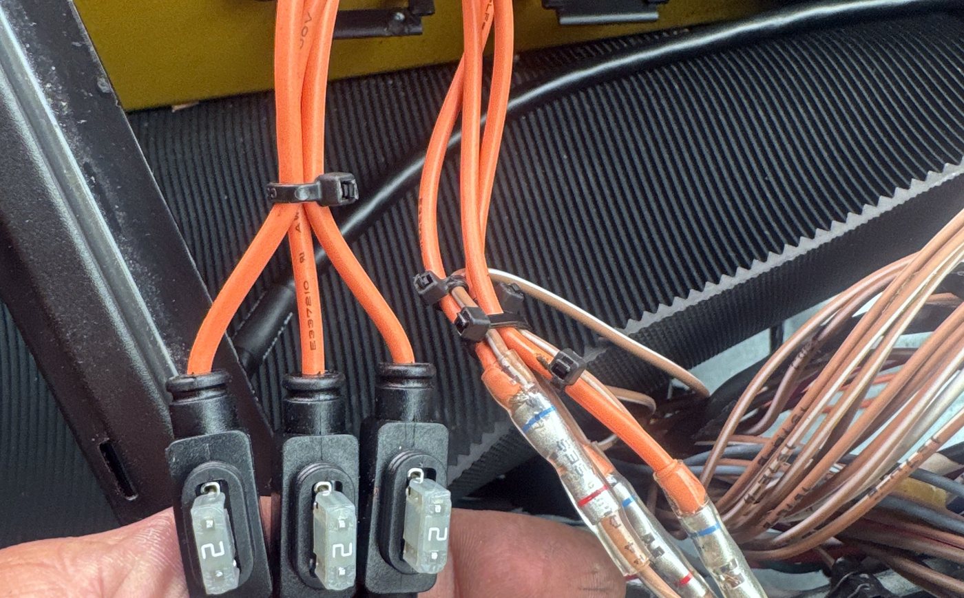 Inline fuse holders heat-shrunk and zip-tied